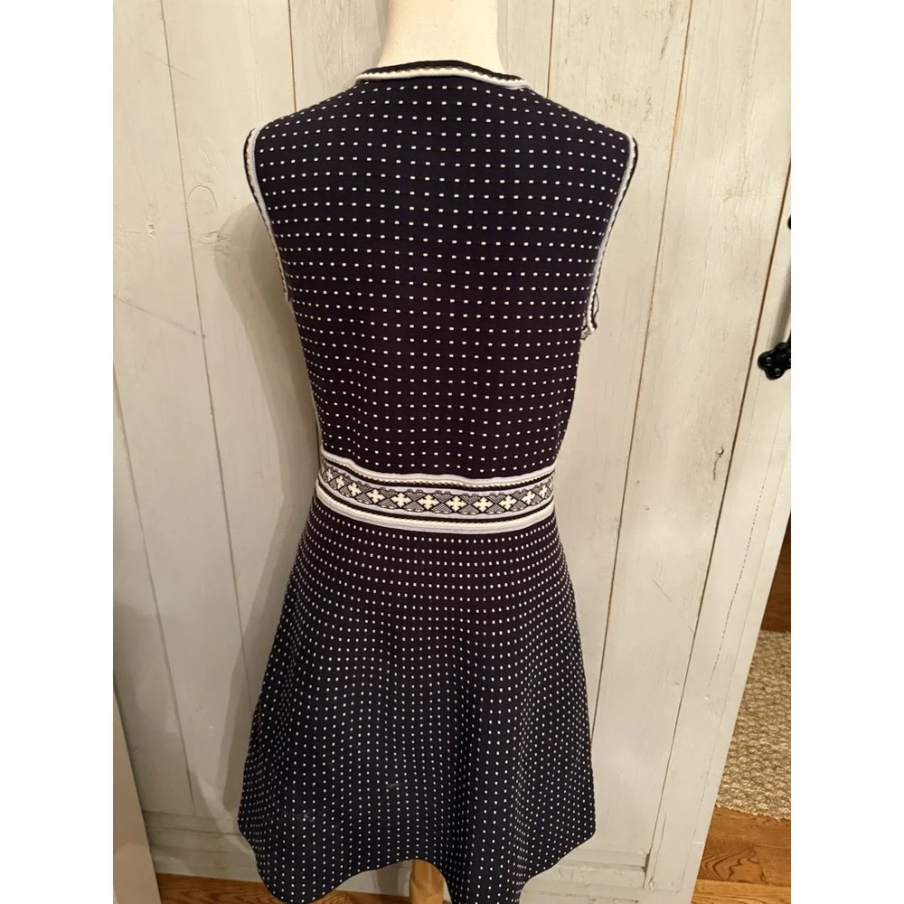 TORY‎ BURCH Navy Mini Geo Sleeveless Knit Sweater A-line Dress Sz XL $395 F17